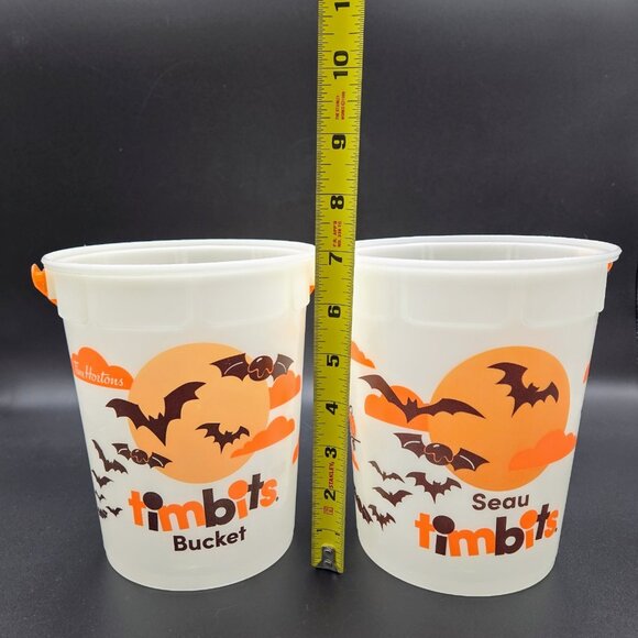 2023 Tim Hortons Halloween Timbits Bucket Glow In The Dark Lot Of 2 Read - Picture 2 of 11